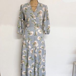 Light blue long floral dress